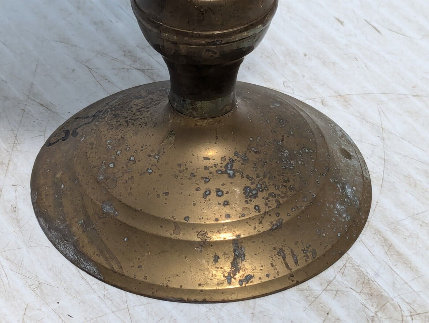 Solid Brass Pillar Candlestick Candle Holder / Vintage Home Deco - Free Shipping
