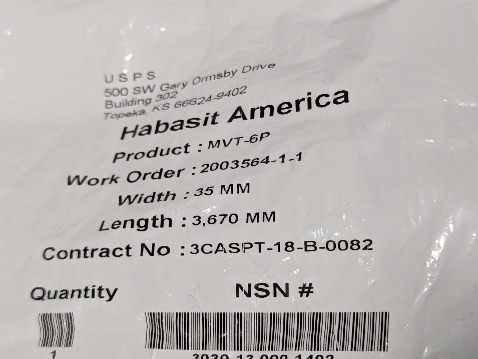 Lot of 11 Habasit America MVT-6P Belt 35mm X 3670mm - Free Shipping
