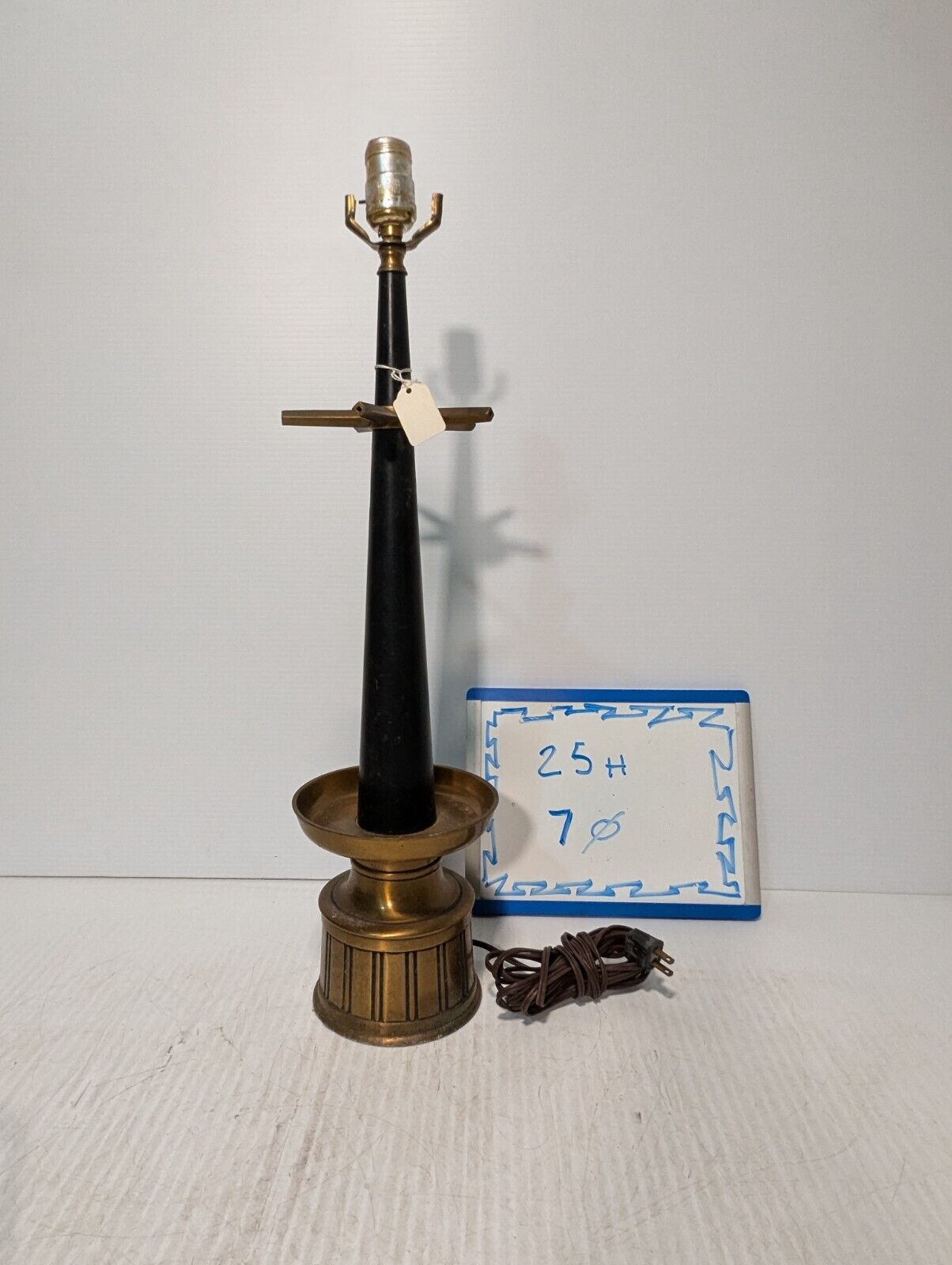 Vintage Mid-Century Brass Table Lamp, Unique Design, 25" H x 7" Dia. - Free Ship