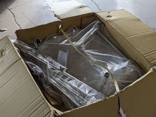 8773SSLF stainless steel hamper with pneumatic lid, made in Taiwan