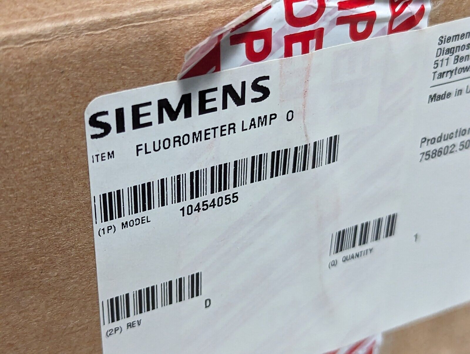 Siemens 10454055 fluorometer lamp