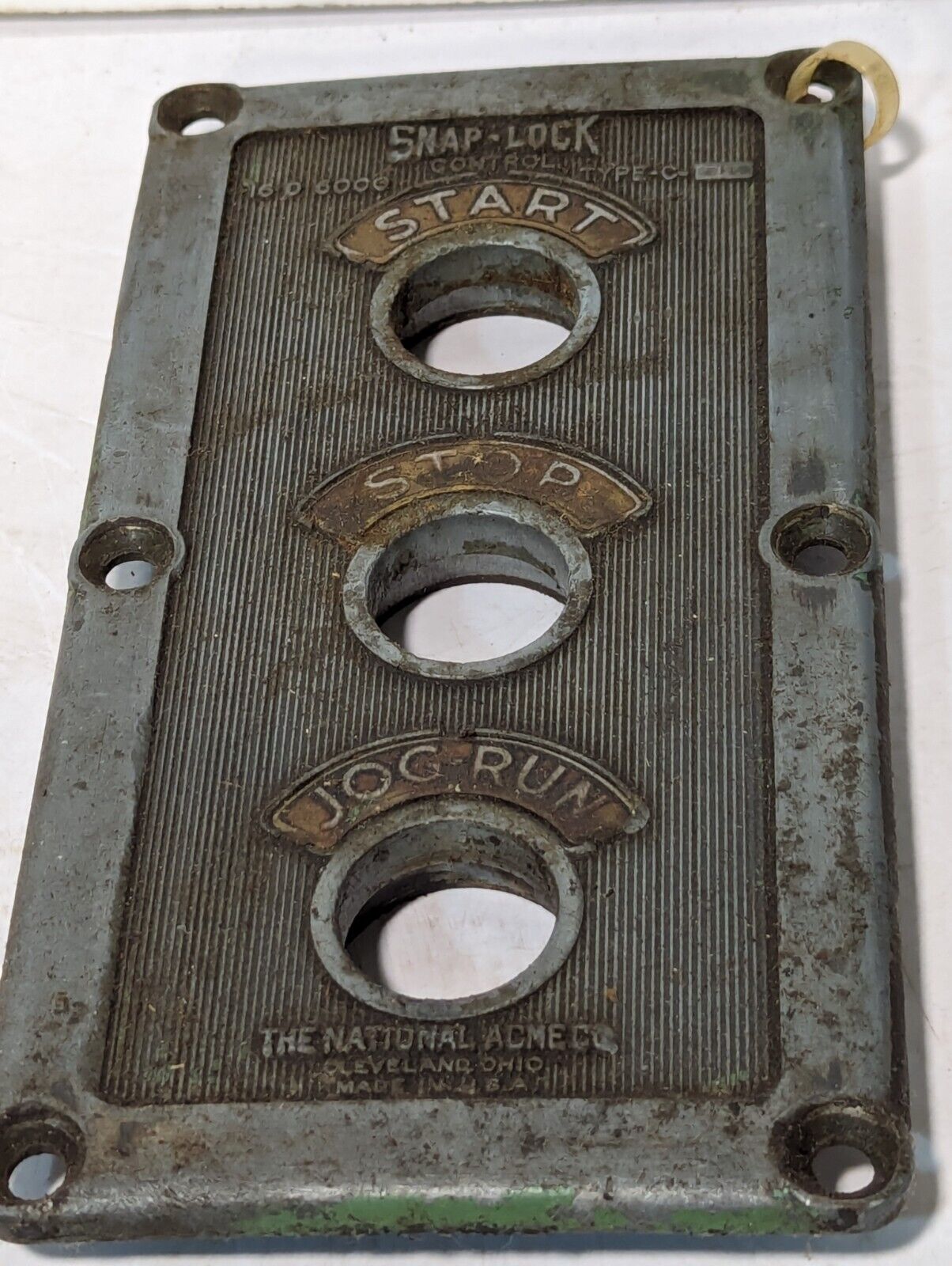 Namco Snap-Lock Control 3 Gang  Metal Face Plate, Start/Stop/Jog-Run Indicators