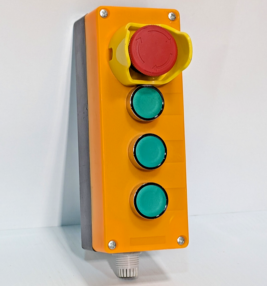 Yellow Industrial Push-Button Switch Control Box Emergency Stop Knob 3 Green