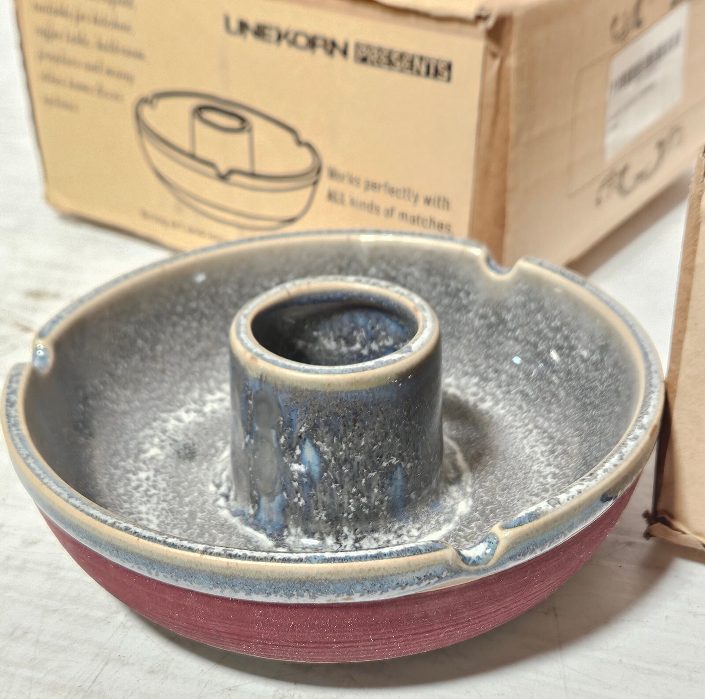 Unekorn Ceramic Match Striker Ashtray, Match Holder, Brutalism, Organic, Glazed