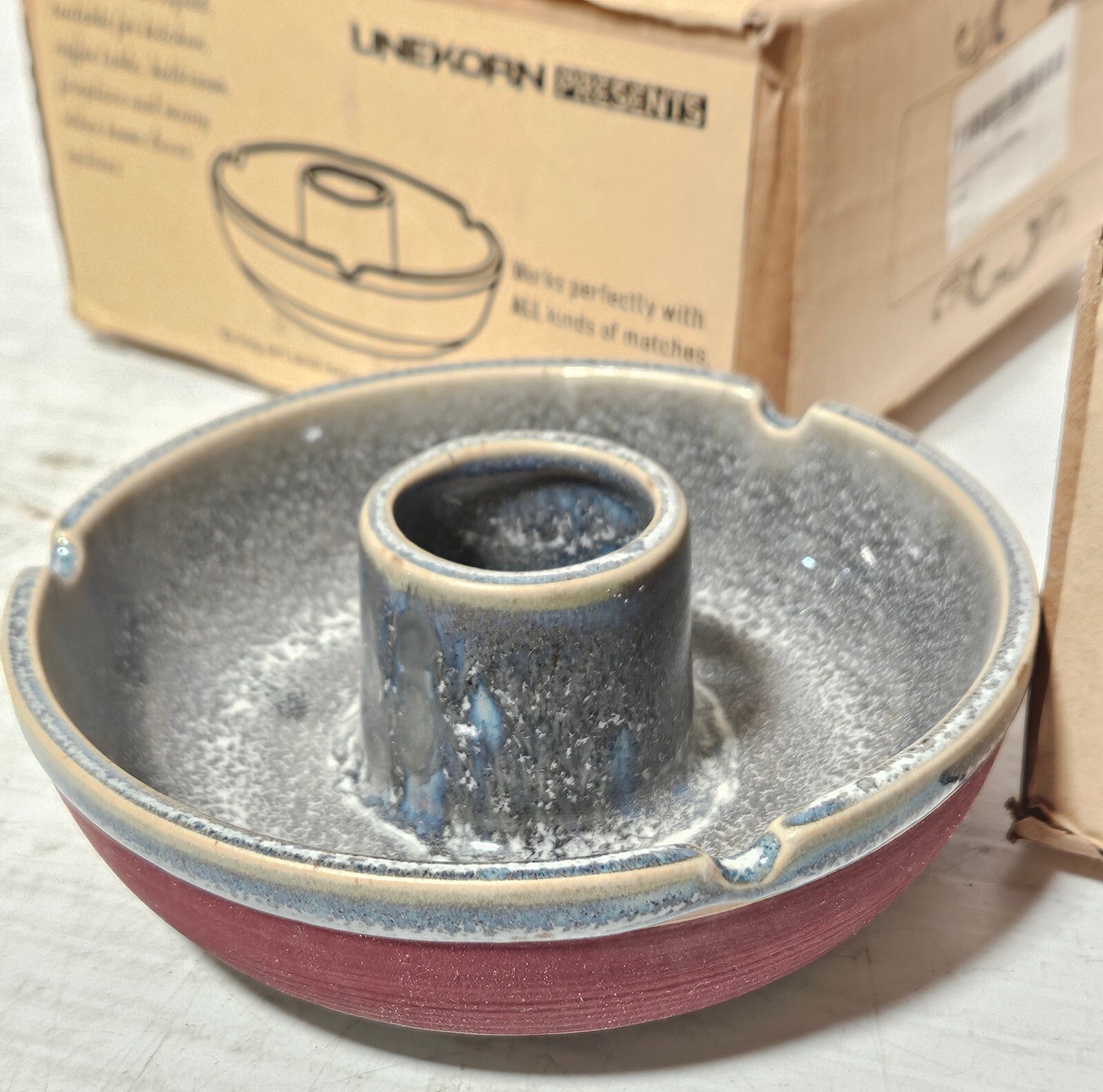 Unekorn Ceramic Match Striker Ashtray, Match Holder, Brutalism, Organic, Glazed