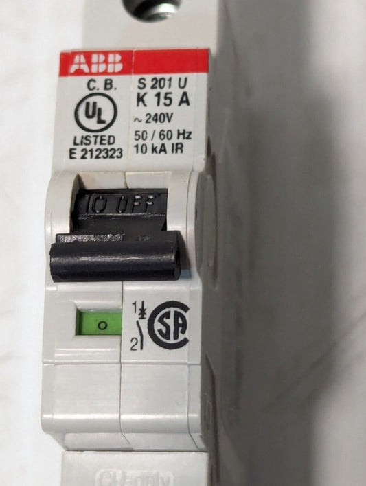 ABB S201 U-K15A Circuit Breaker 15A, 240VAC 1-Pole - Free Shipping