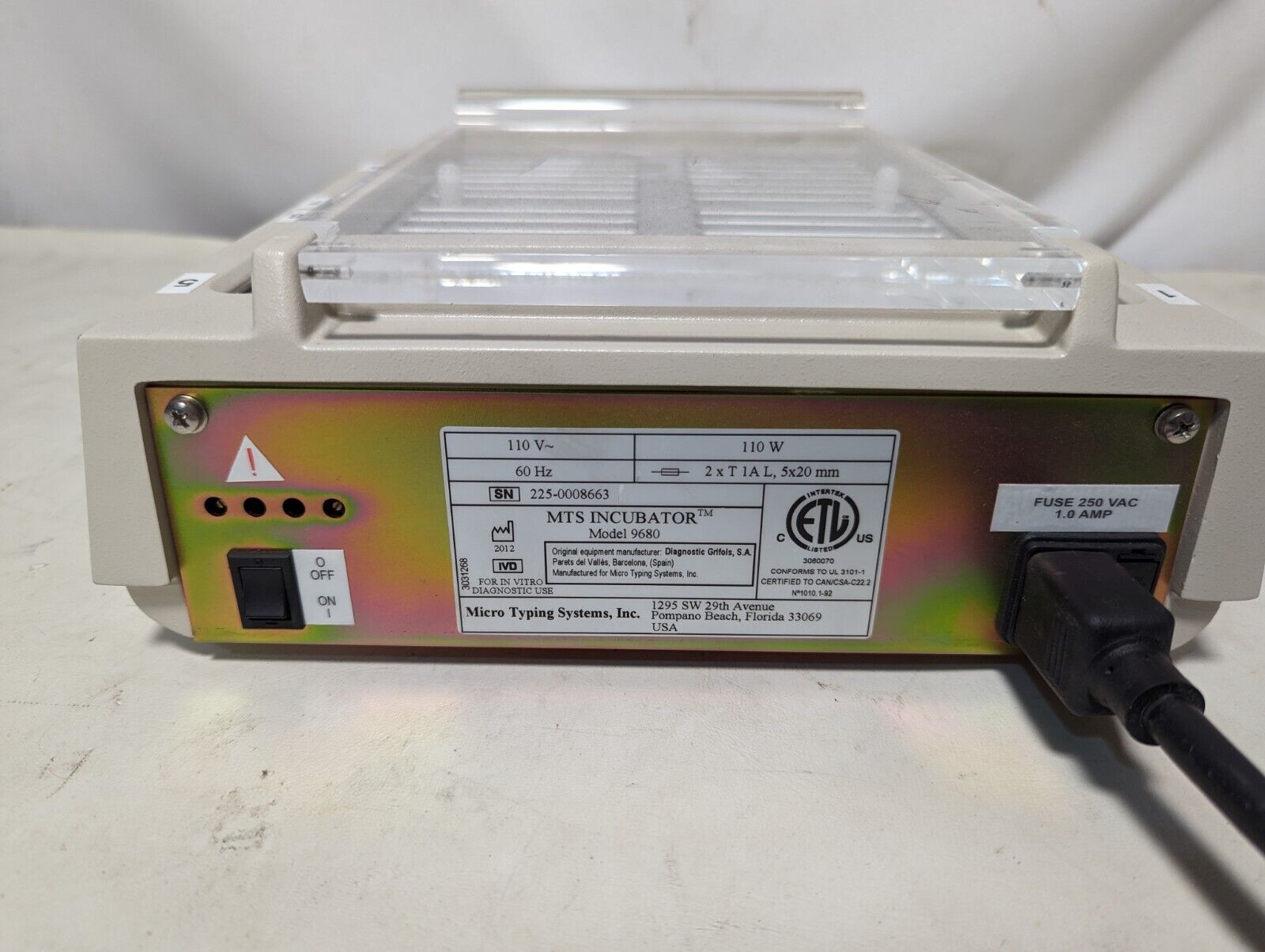 Micro Typing Systems 9680 MTS Incubator