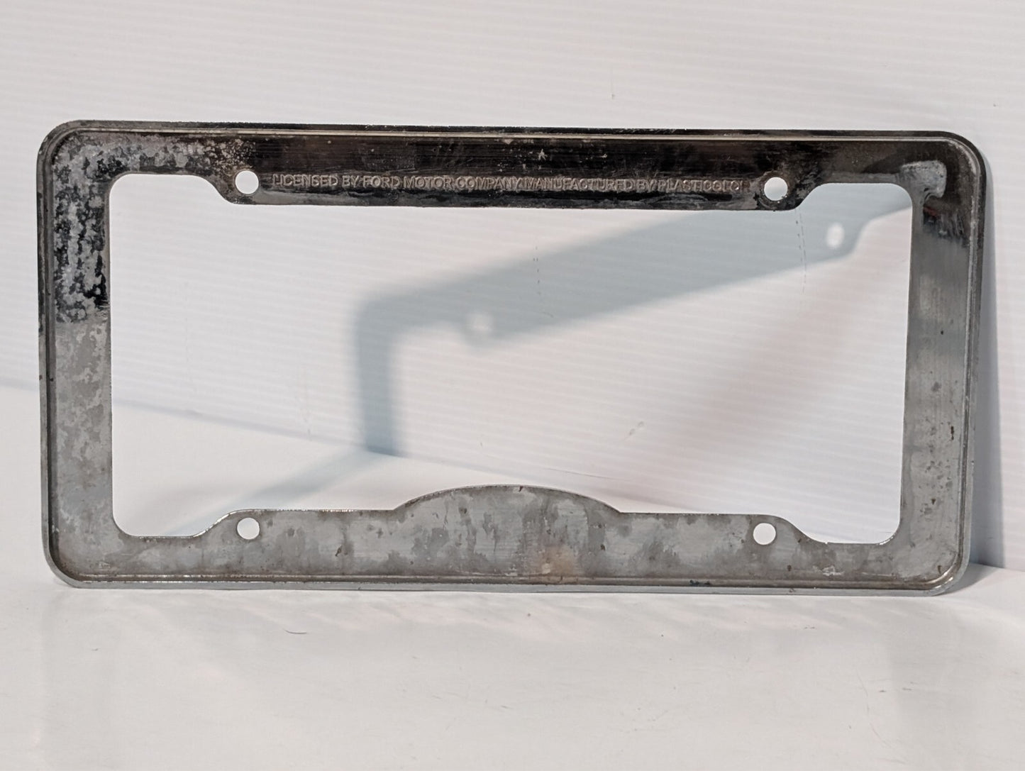 (2) Ford Metal Silver License Plate Frame Holder Metal Pattern Mustang GT Viper