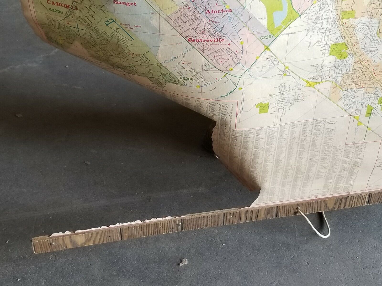 Suburban East St Louis historical pull down map by Champion, vintage