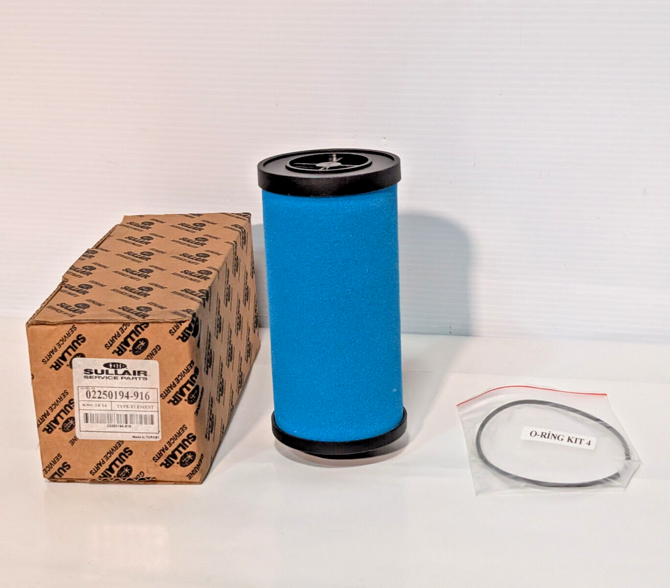 Sullair Service Parts 02250194-916, 14/14, Filter Element, O Ring, Blue