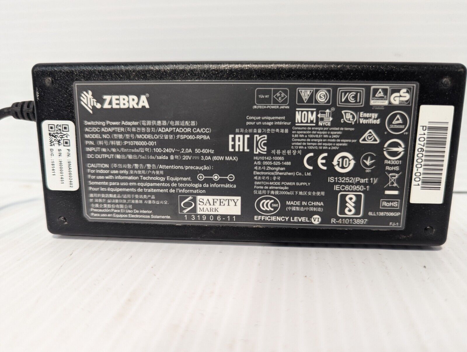 Zebra FSP060-RPBAAC/DC Adapter - Free Shipping