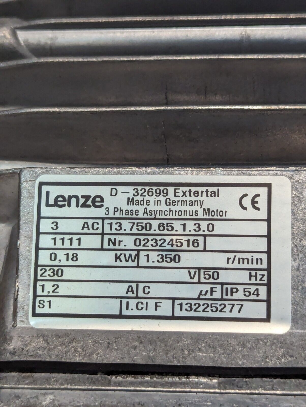 LENZE 13.750.65.1.3.0 3 PHASE ASYNCHRONOUS MOTOR 230V 022324516 - Free  Shipping
