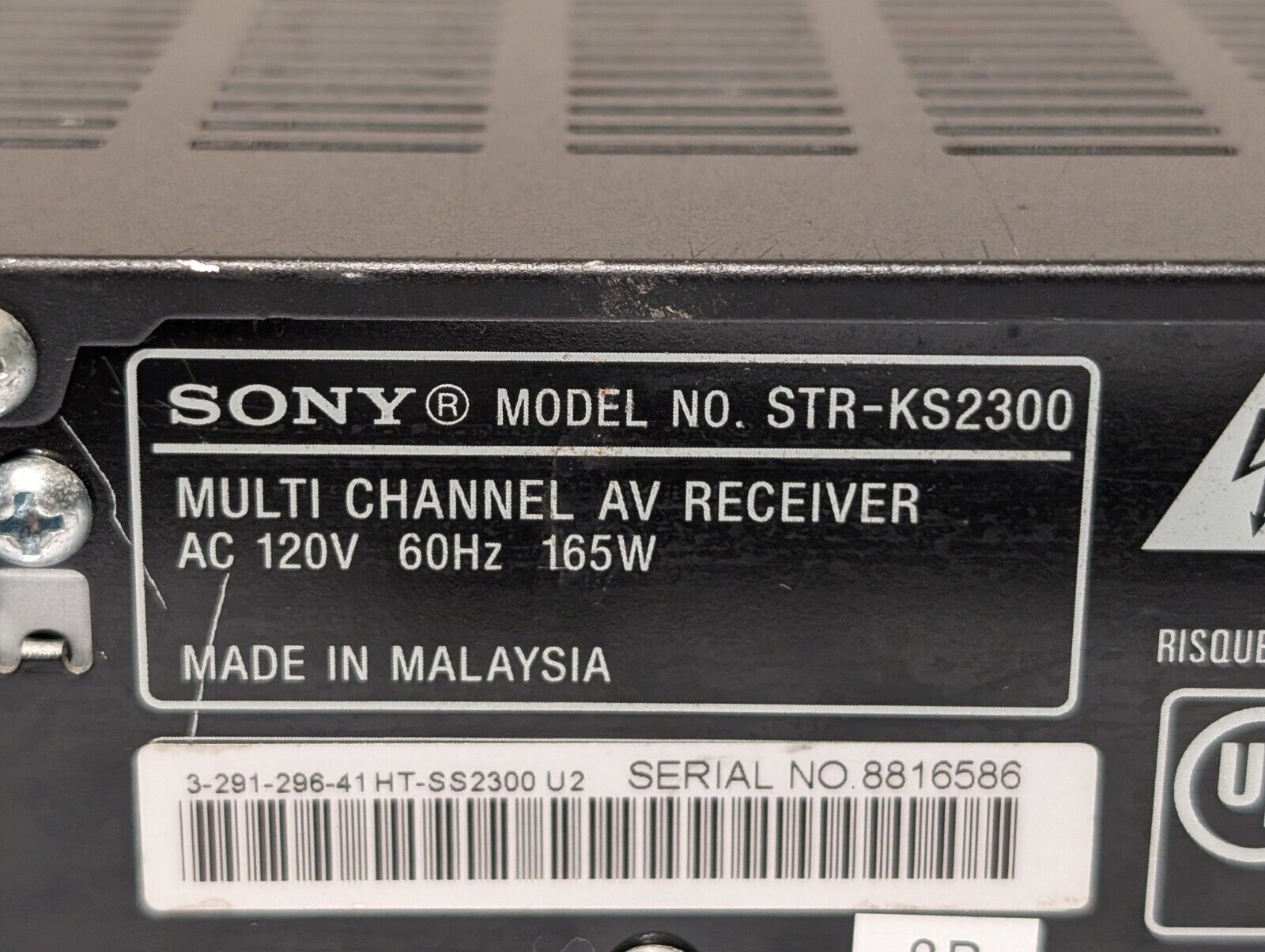 Sony STR-KS2300 S-Master HDMI Surround Sound Multi-Channel AV Receiver 