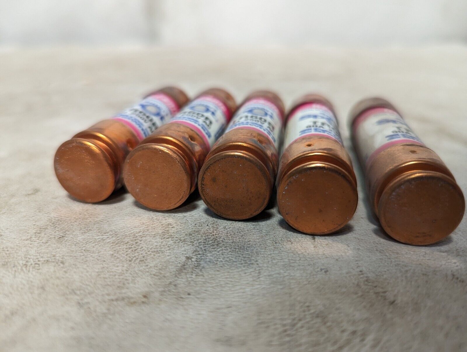 Lot of 5 Ferraz Shawmut TR60R fuses, 60A, 250VAC, Tri-onic, dual-element
