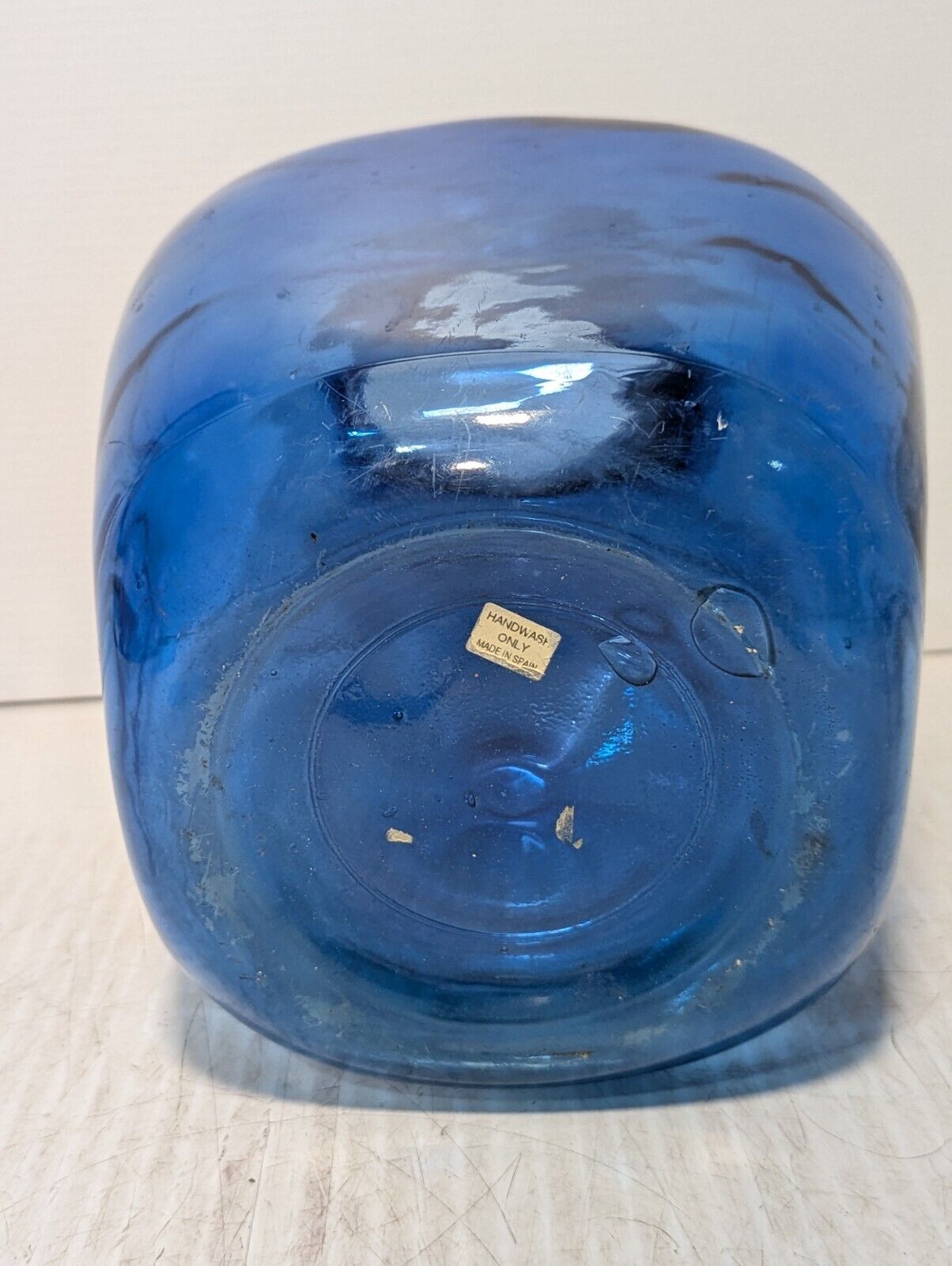 Blue Translucent Glass Vase, From Spain, 12" Tall x 9" Diameter - Free Shipping