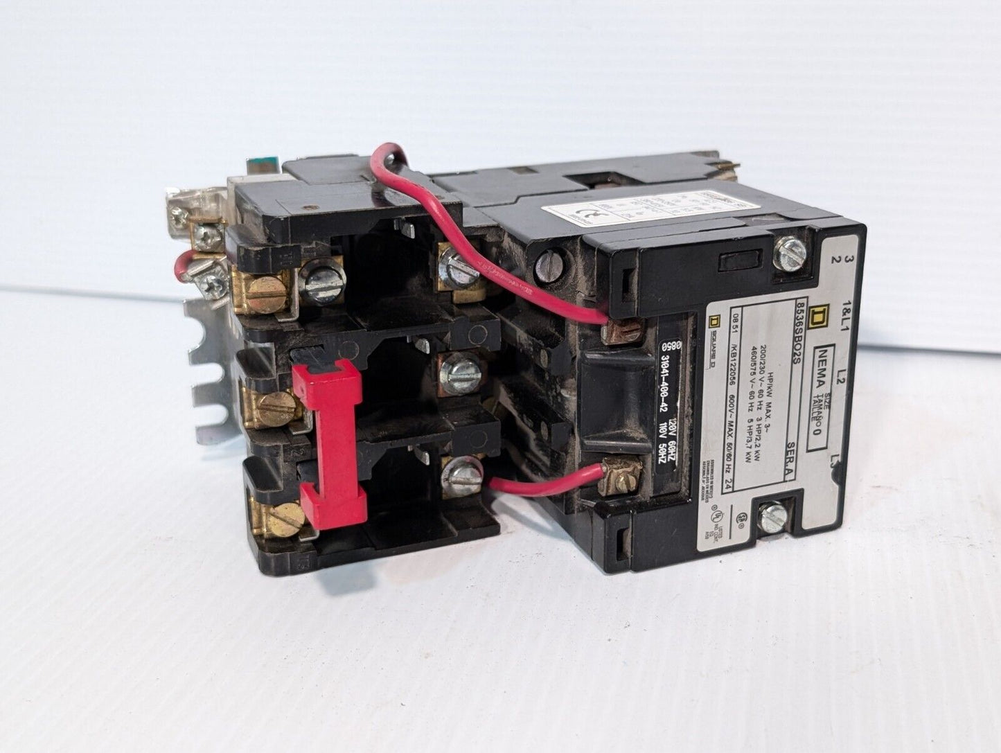 Square D 8536SBO2S motor starter, NEMA sz 0, 110/120VAC coil as pictured