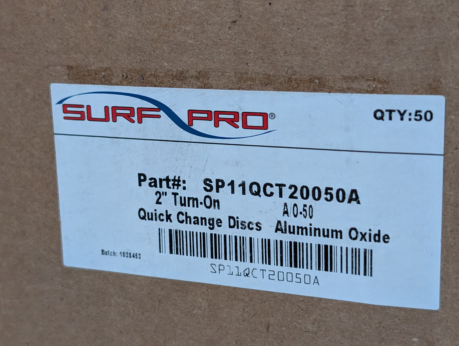 Surf Pro SP11QCT20050A Quick Change Discs, 2" Turn-On, Aluminum Oxide, 50 Ct Box