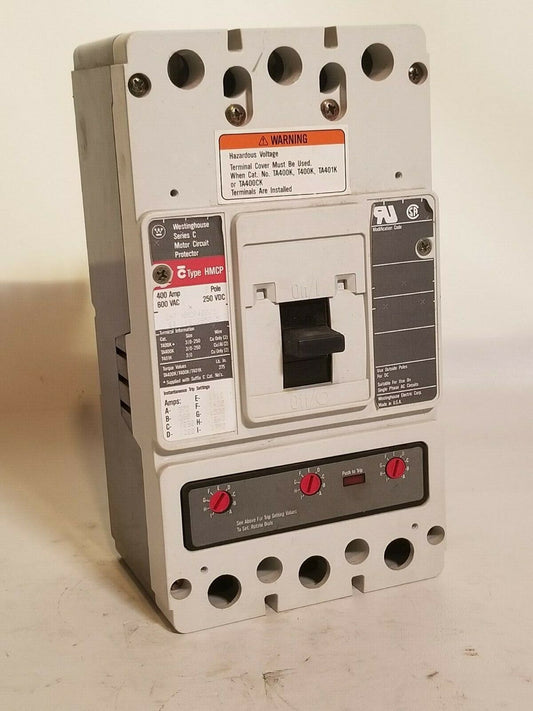 Westinghouse Motor Circuit Protector Series C HMCP400J5 3Pole 400A 600VAC 250VDC