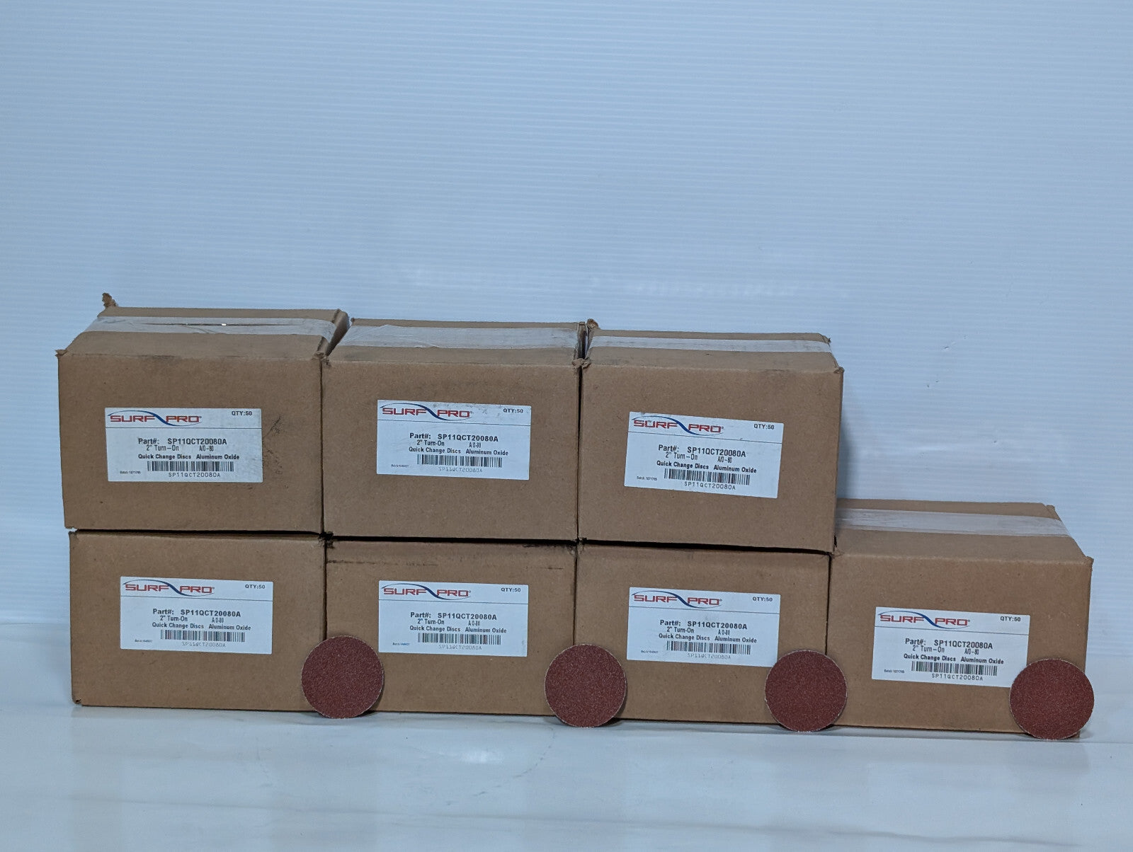 Surf Pro SP11QCT20080A Quick Change Discs, 2" Turn-On, Aluminum Oxide, 50 Ct Box