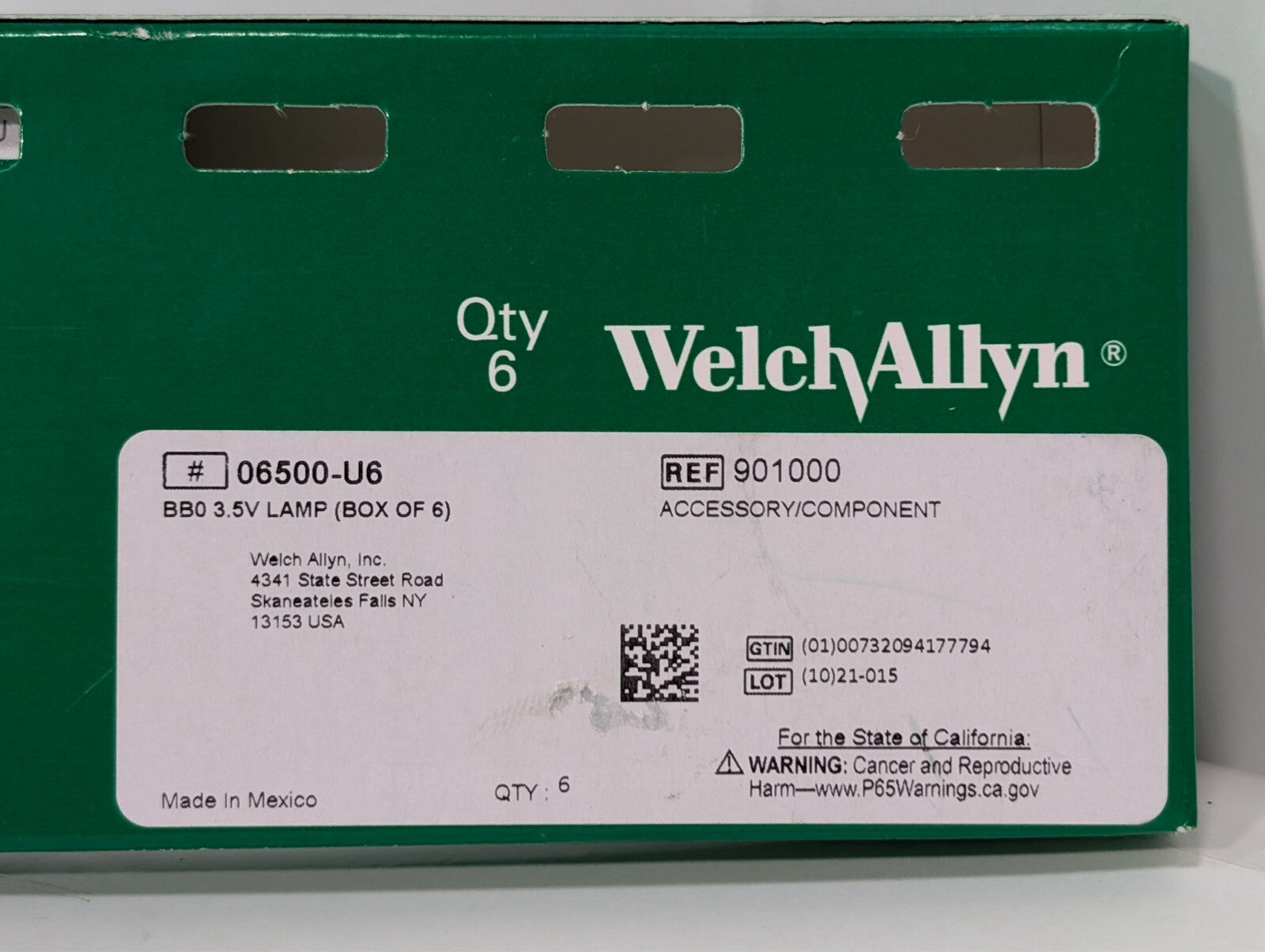 (3) Welch Allyn 06500-U6 Genuine OEM Replacement 3.5v Halogen Lamp for Macroview