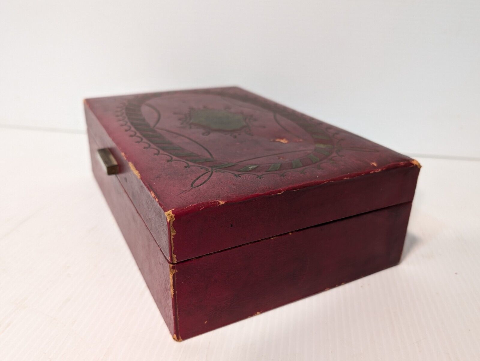 Vintage Jewelry Storage Deep Red, Jewelry Box w/ Vanity Mirror - Free Shipping