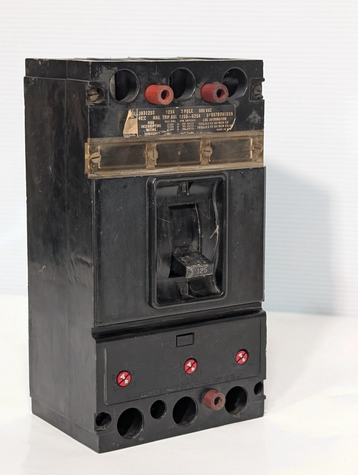 Westinghouse JA3125S Molded Case Circuit Breaker, 125A, 600vac, 3 Pole