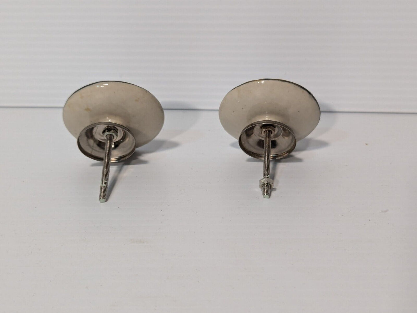 Set of Two Vintage Porcelain Drawer or Cabinet Pulls \  Knobs, Ornate -Free Ship