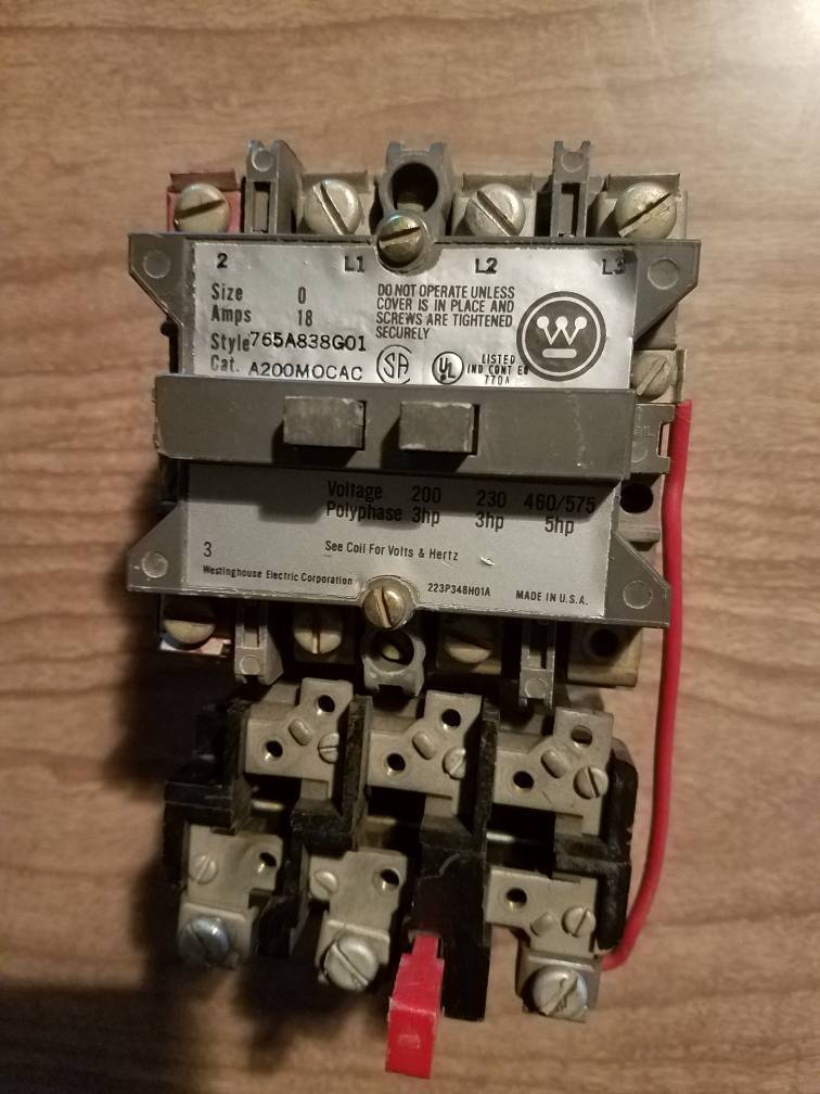 Westinghouse A200M0CAC motor control, 18 amps, size 0, with 110/120VAC coil