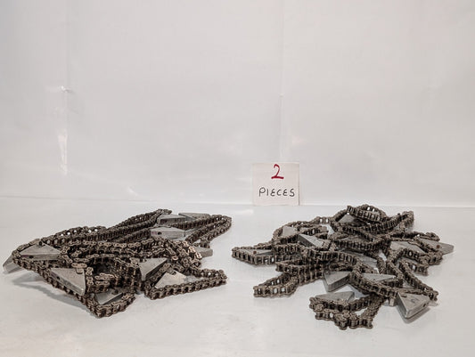 (2) 20' HKK #40 Roller Chain with Triangular Attachments for Conveyor 1/2" Pitch