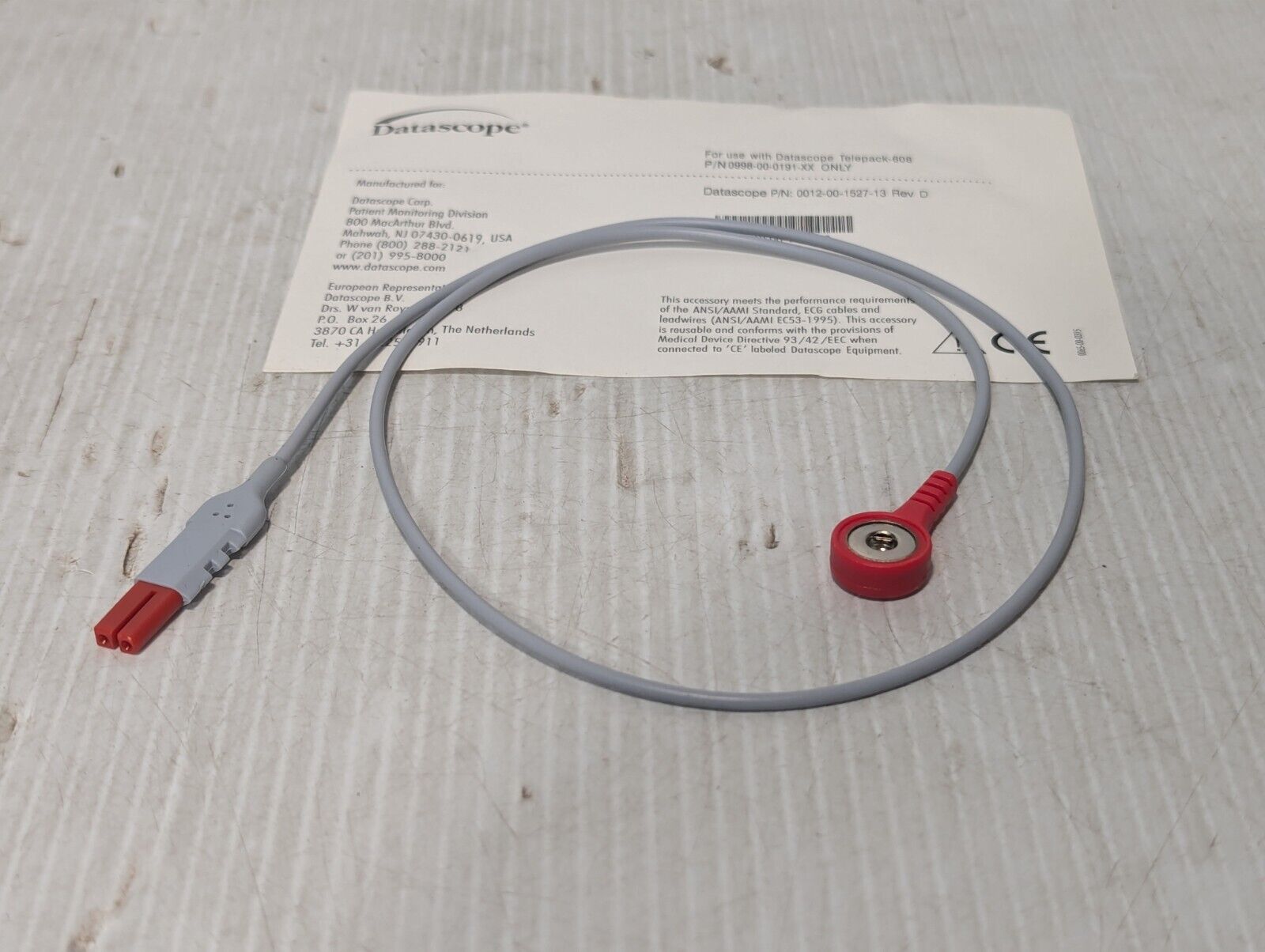 Datascope 0012-00-1527-13 Rev D ECG Lead Wire - Free Shipping