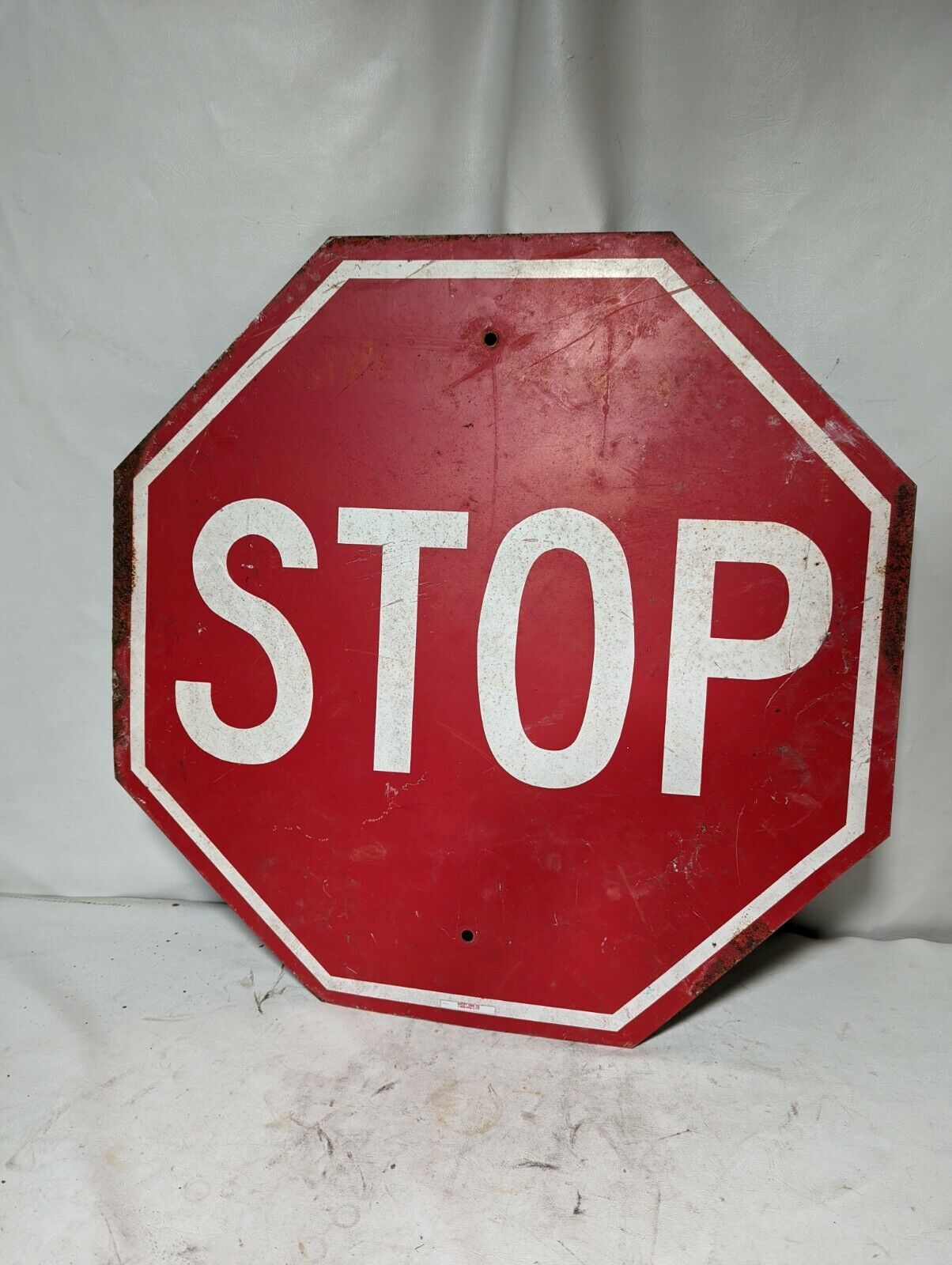 Decommissioned Stop sign, red and white, rusty - Free Shipping