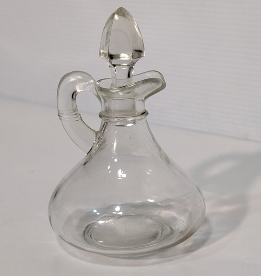 Vintage Clear Glass Cruet Bottle with Stopper Oil Vinegar Dressing Serving Ware