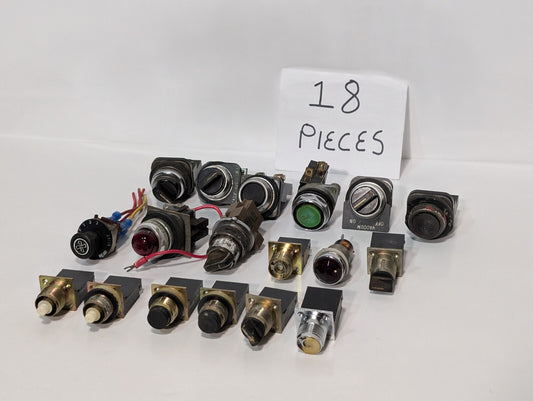 (18) Assorted Pushbutton Selector Switches | Sylvania Allen Bradley Square D