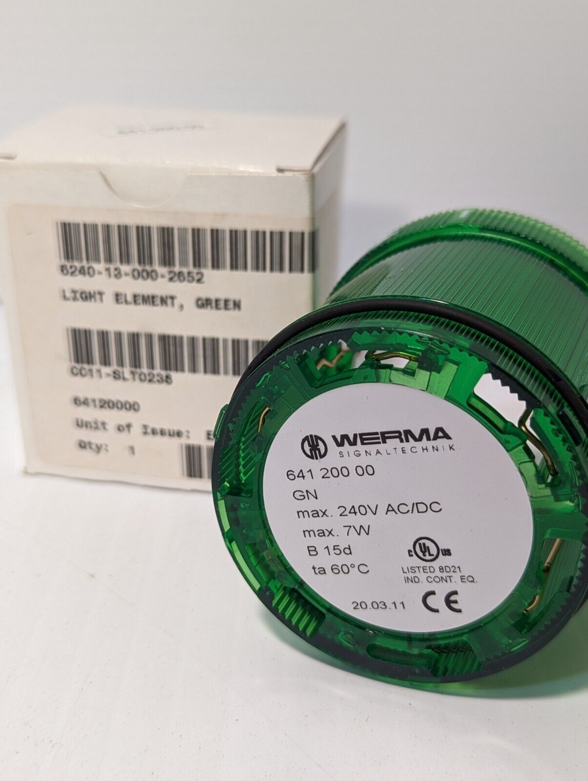 Werma 641 200 00 green, 240V LED Light Element Green - Free Shipping