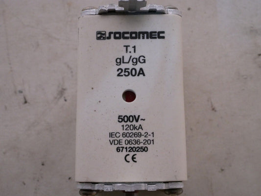 Socomec 67120250 fuse, 250A, 500VAC, T.1 gL/gG 