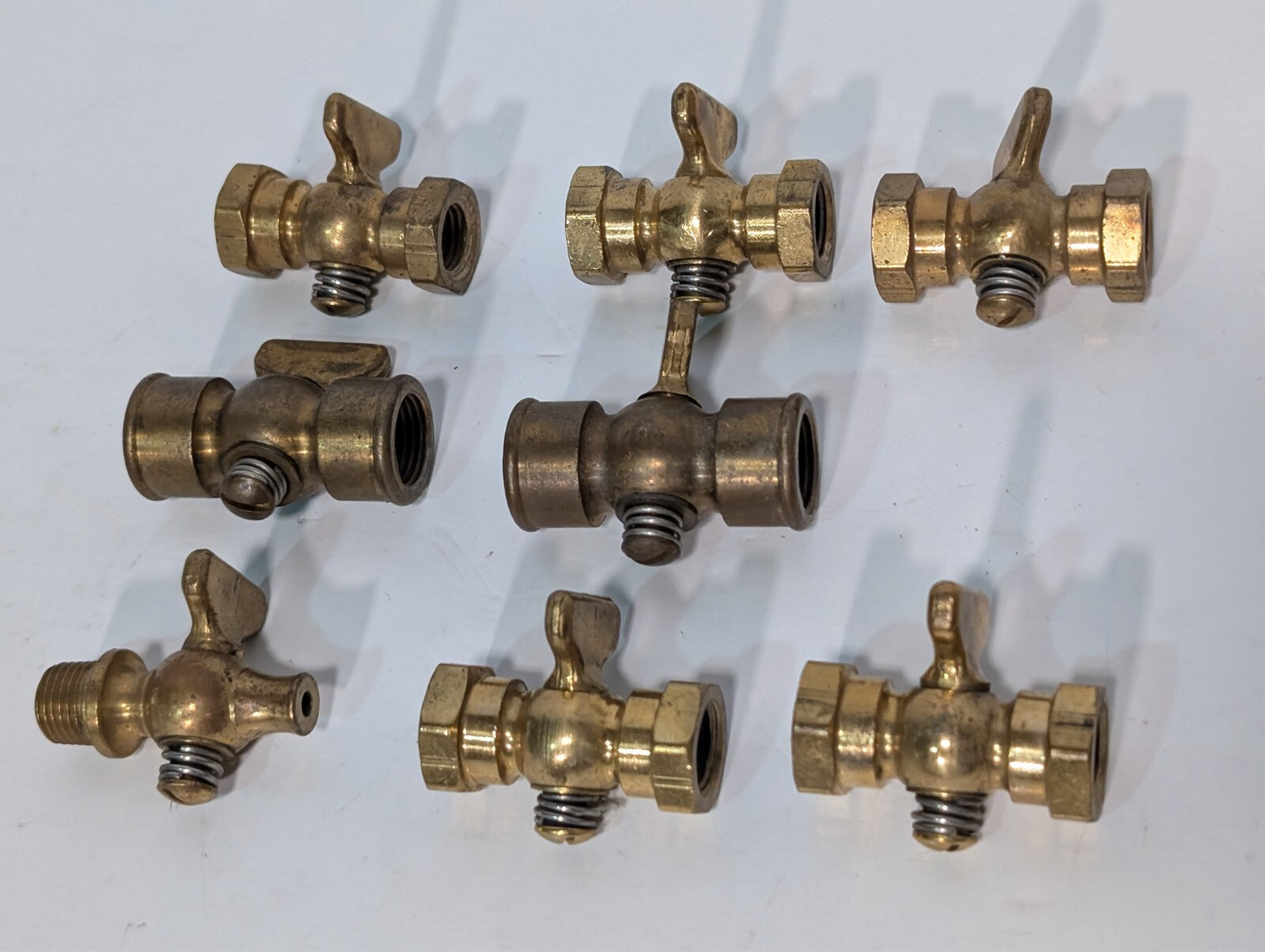 (8) Assorted Brass Petcock Air Cock with T Handle
