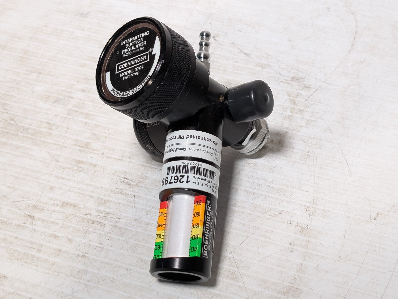 (1) Boehringer 3704 Platinum Series Intermitting Suction Regulator (0-200mm)