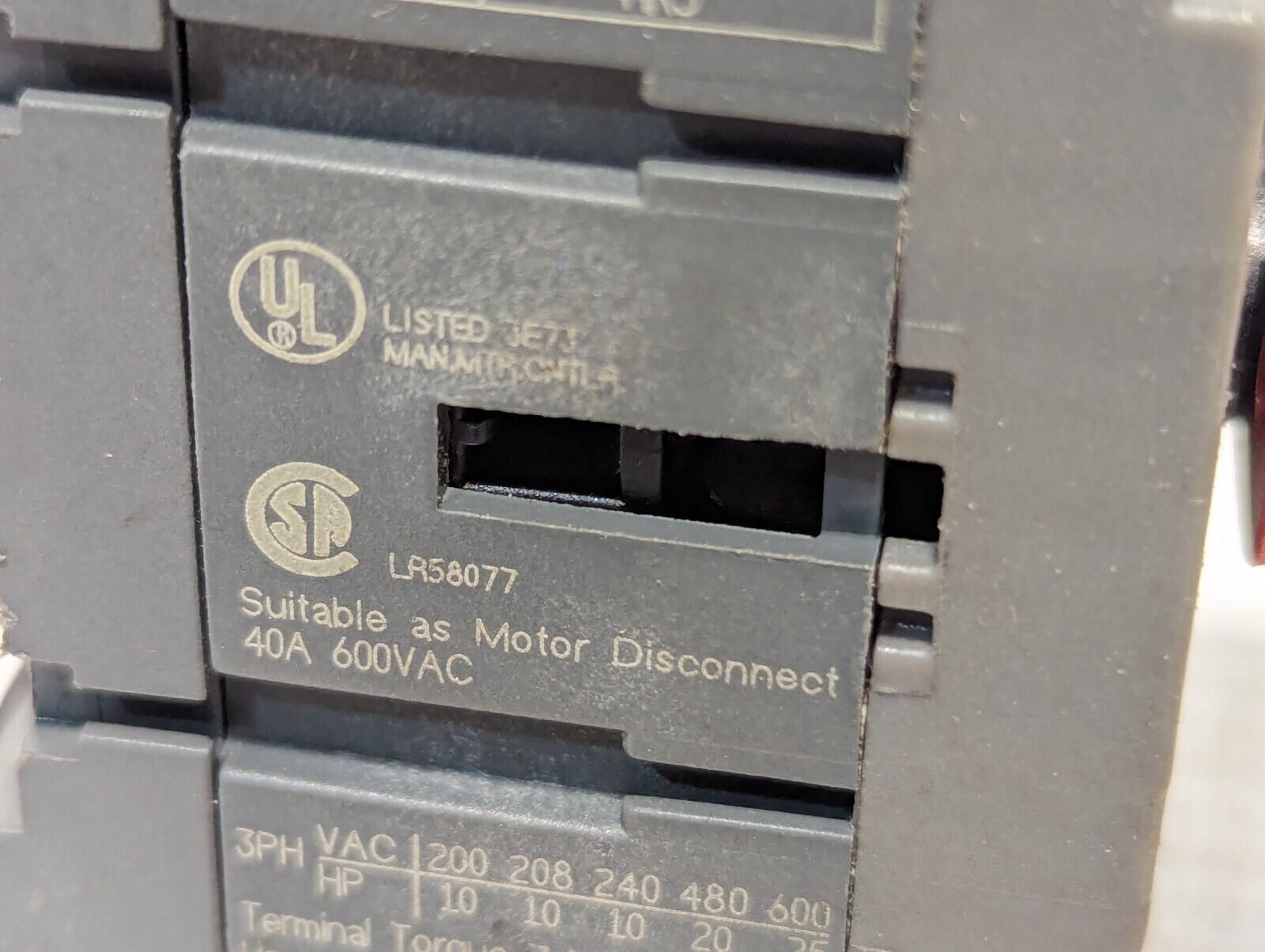 ABB OT32E3 Electrical Box Disconnect Switch 600Vac 40A W/ Handle - Free Shipping