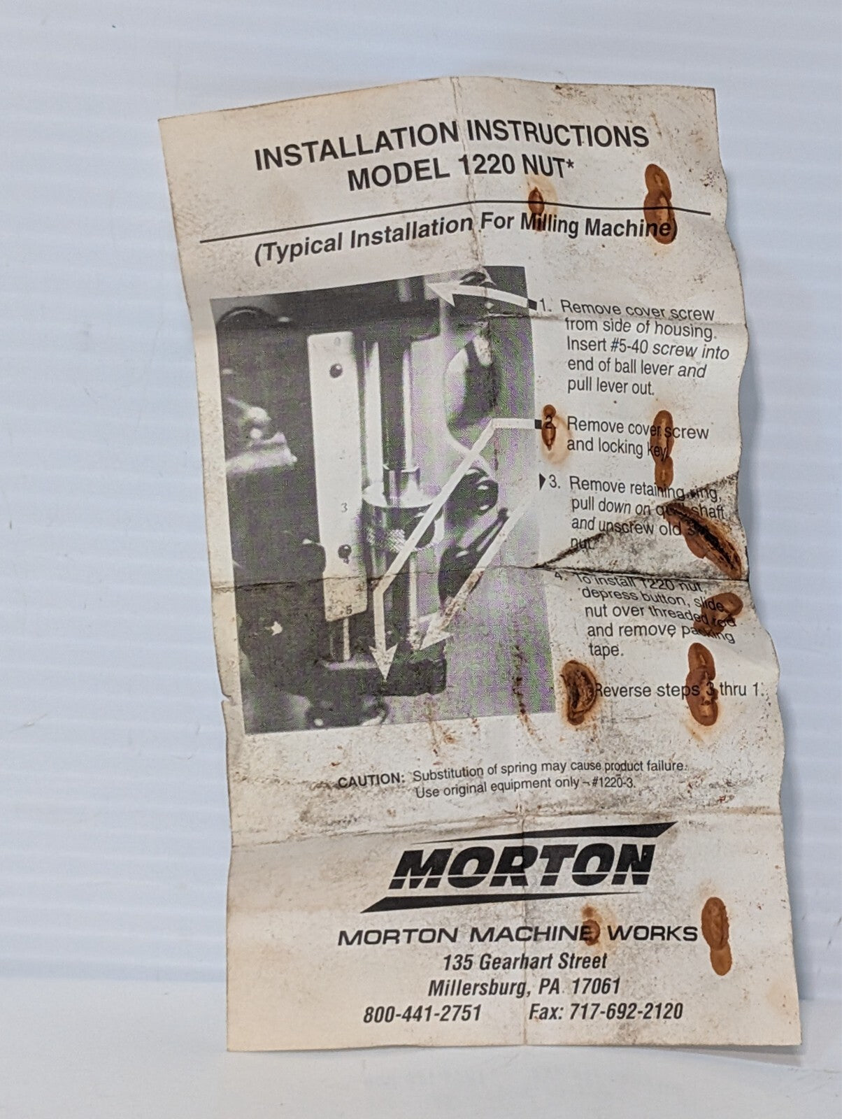 (1) Morton Machine 1220-S Quill Stop 1/2-20 Thread, Bridgeport Milling Machine