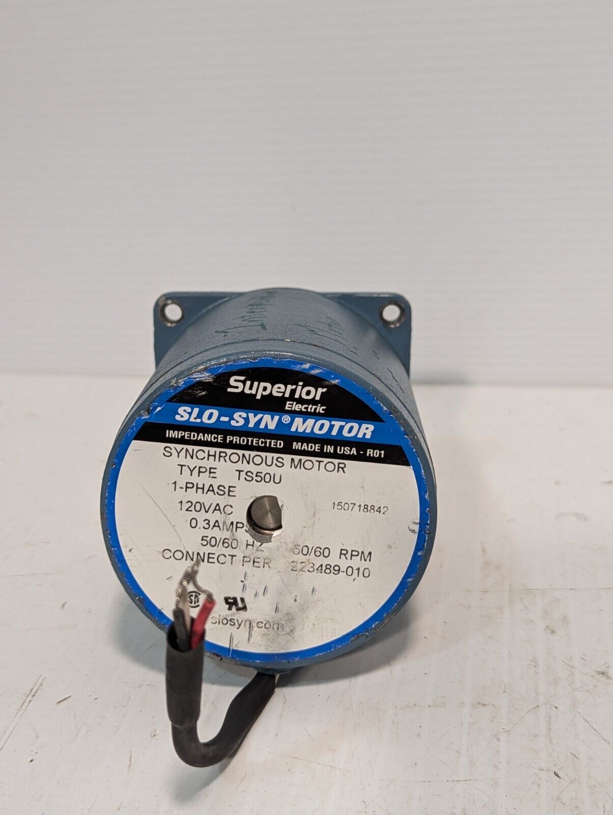 Superior Electric TS50U Synchronous Motor, 120VAC, 1 phase, 0.3A, 50/60RPM