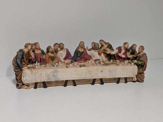 The Last Supper Jesus & Disciples Sculpture Christian Decor 14.5" L, 5" H, 4" W