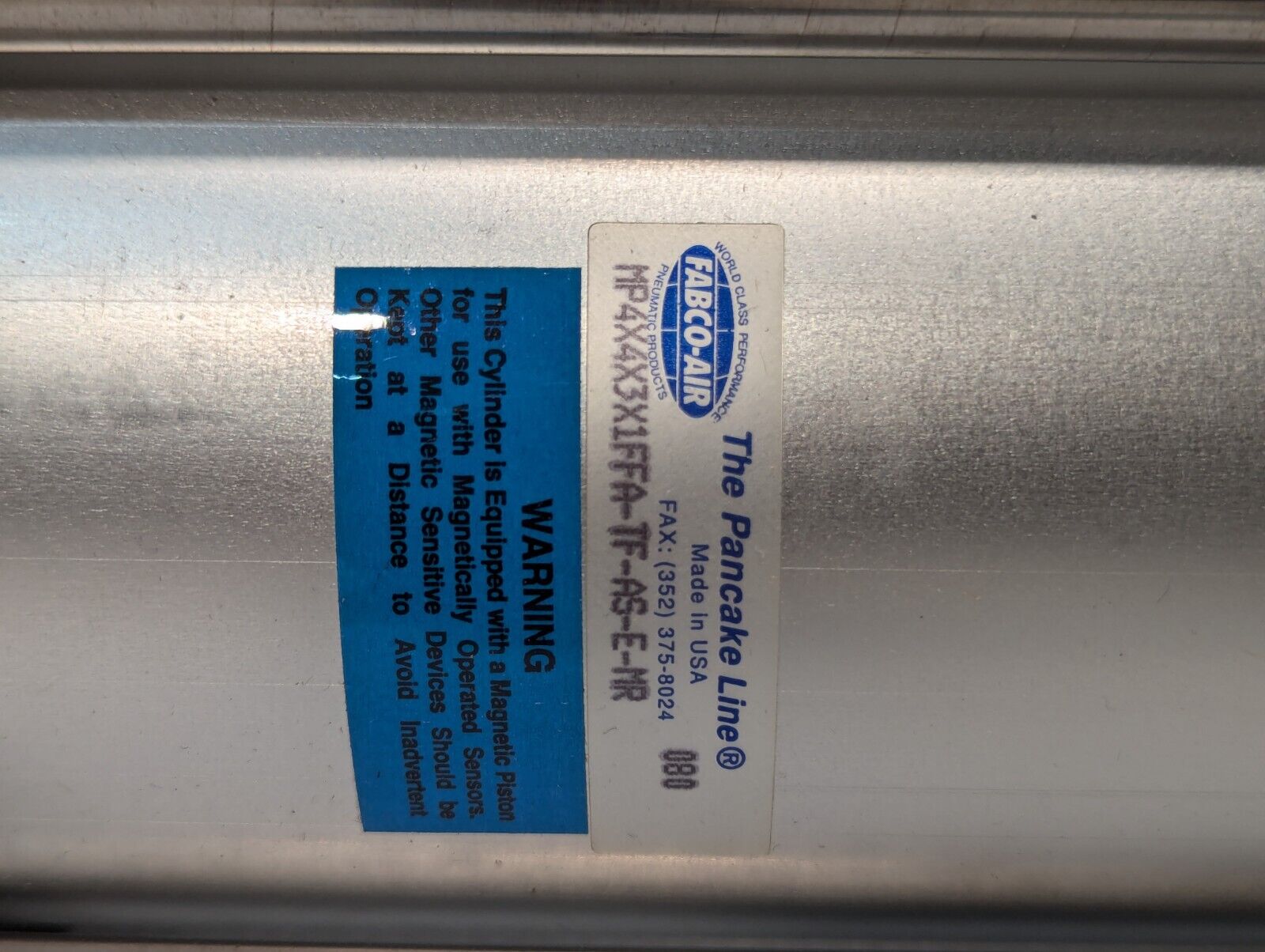 Fabco Air Dial-A-Stroke MP4X4X3X1FFA-TF-AS-E-MR pneumatic cylinder, Pancake Line