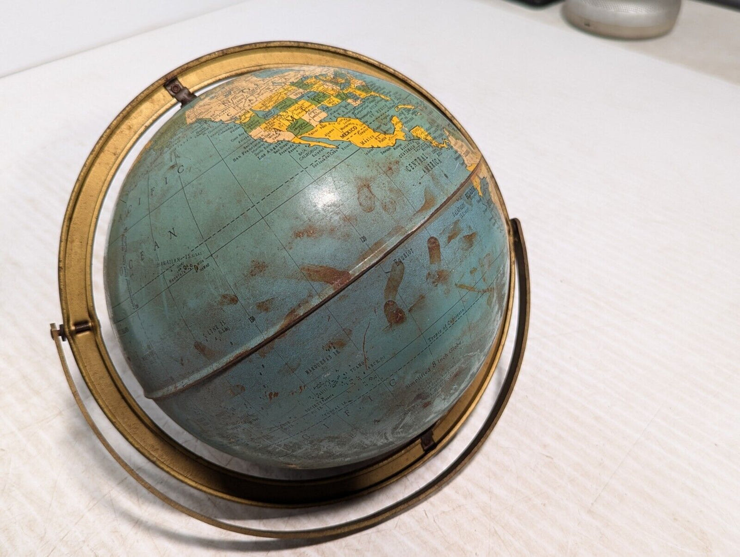 Vintage Mid-Century Modern Globe, dents in Iran, Bolivia, Haiti - Free Shipping