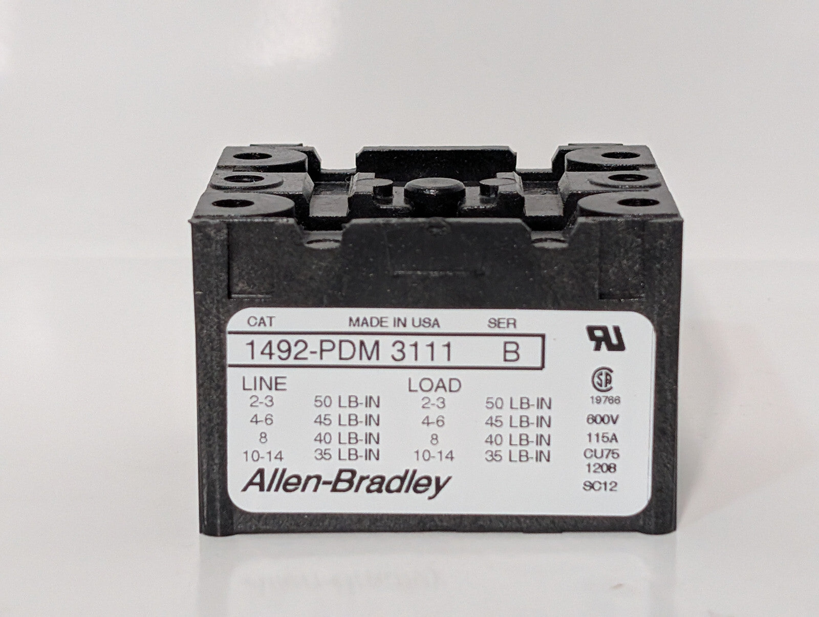 Allen Bradley 1492-PDM3111 Ser B Bulletin 1492 600V Terminal Block, CU Wire