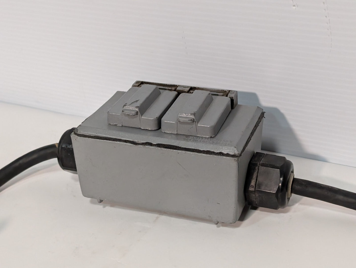 String of 4 Parallel Weather Proof Horizontal Duplex Power Outlet Receptacles