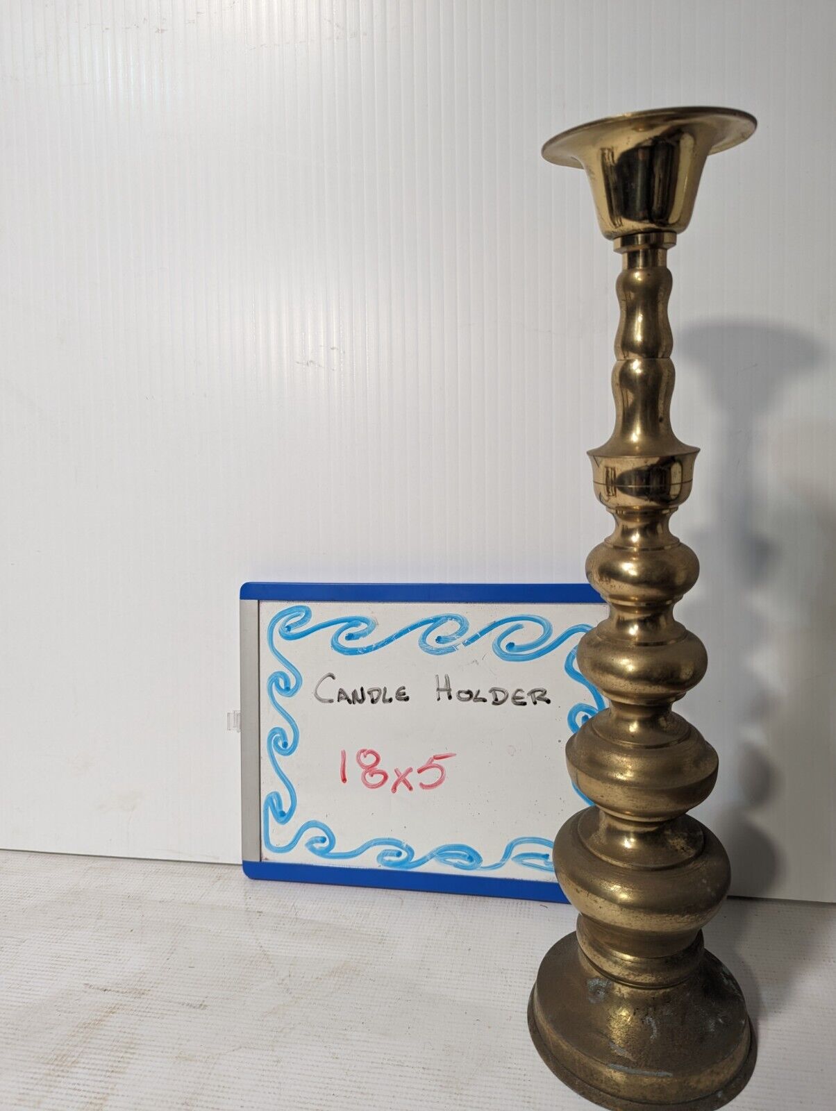 Vintage Tall Brass Ornate Candlestick With Stacked Ball, 13x5 - Free Shipping