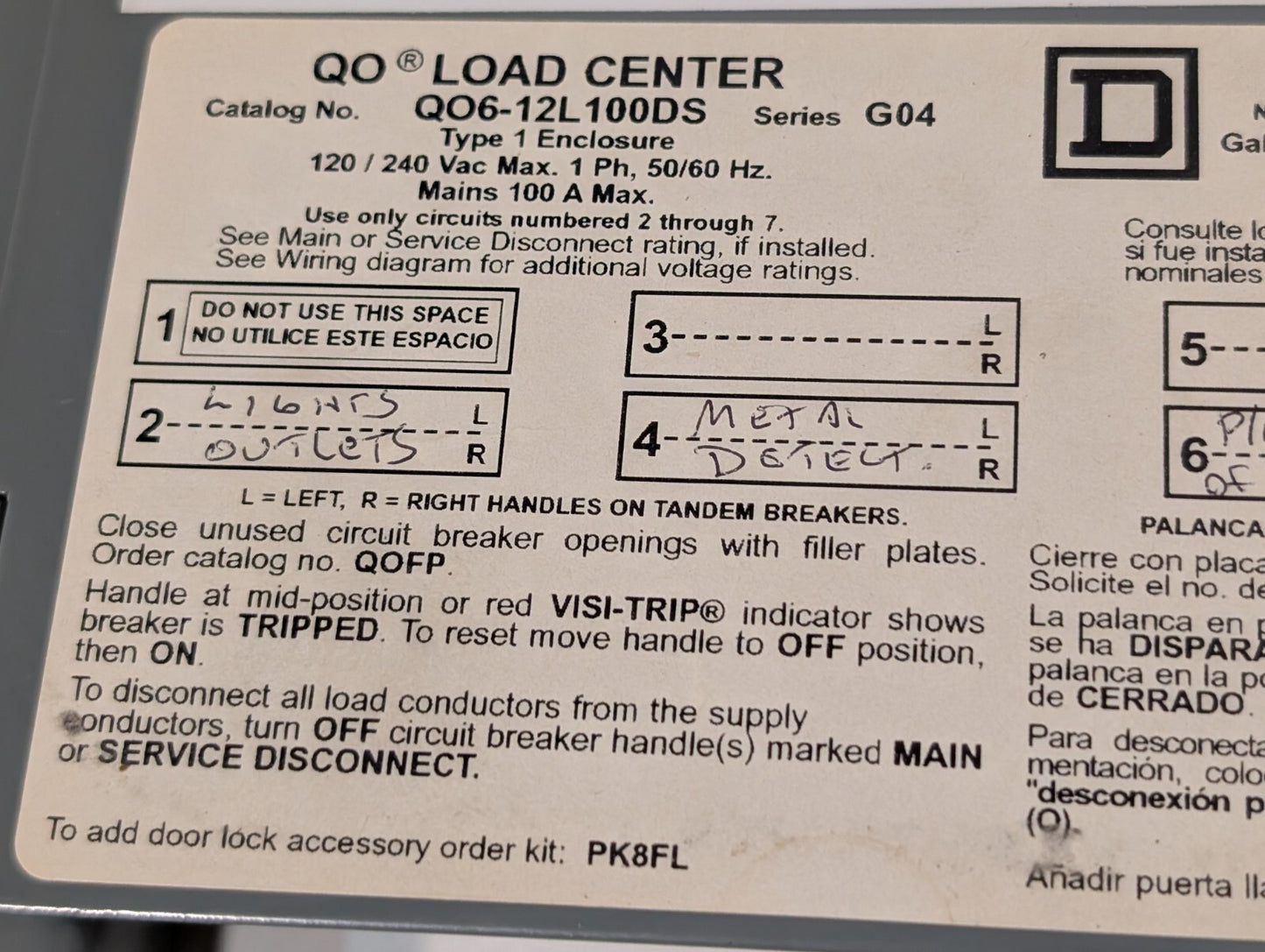 Square D QO6-12L100DS QO Load Center Breaker Box 100A 6 Slots/Circuits