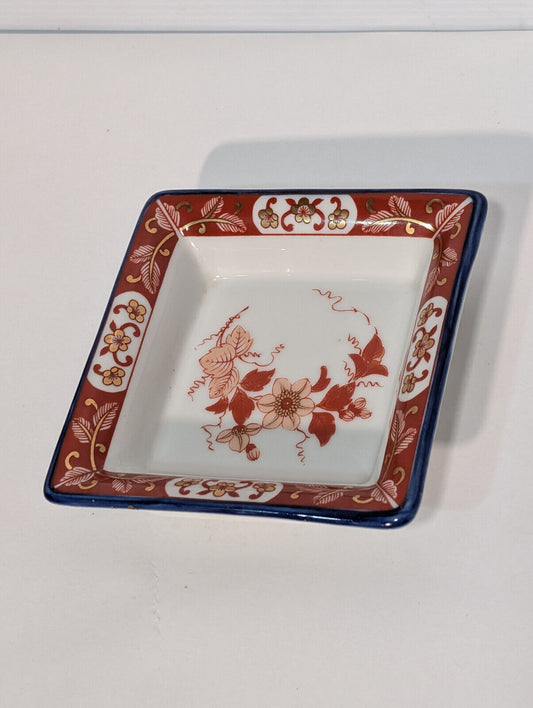 Vintage Japanese Square Plate, Ceramic Decorative Tray, Candy, Nut, Trinket Dish