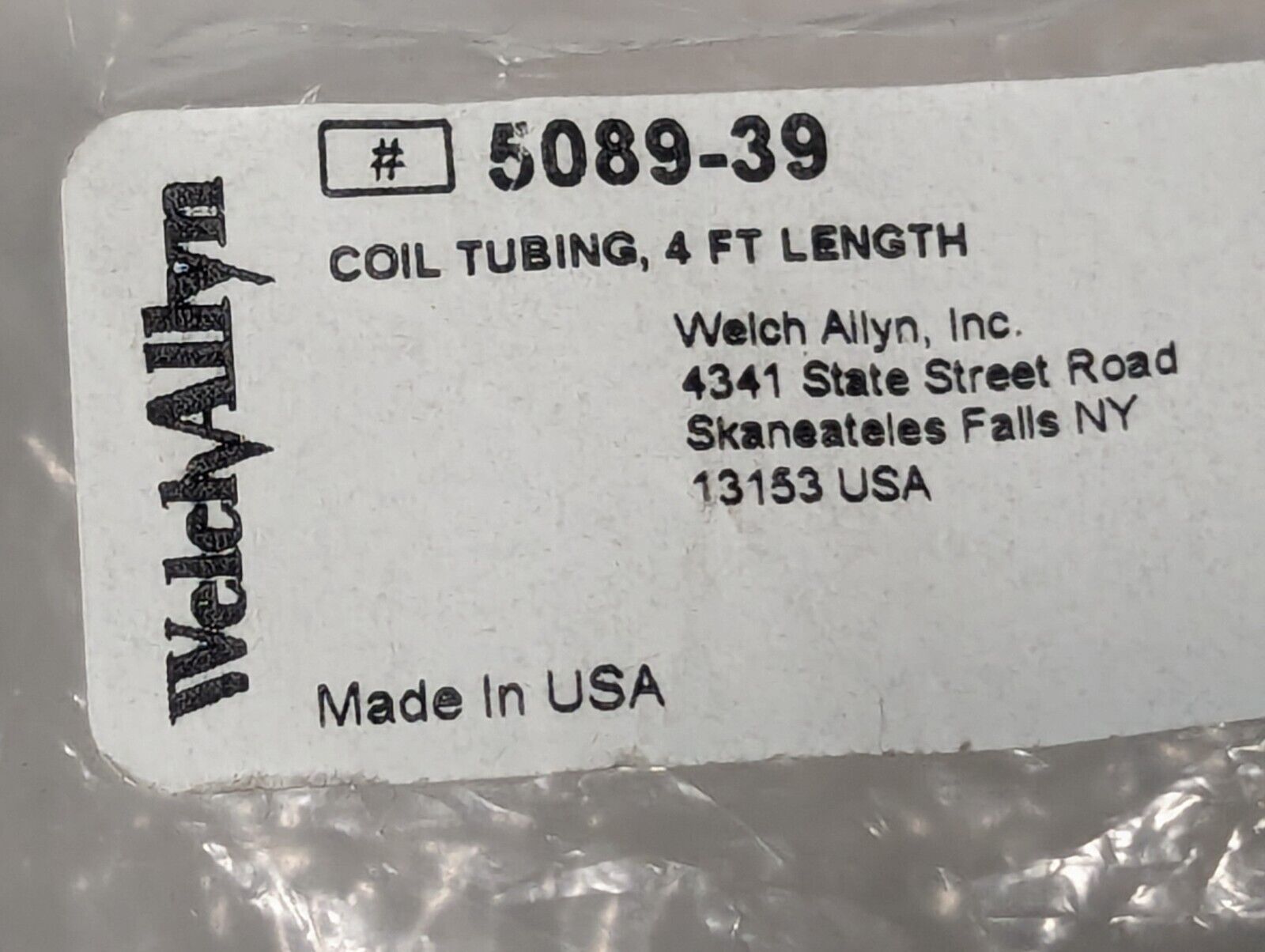 Welch Allyn 5089-39 Coil Tubing, 4 Ft length - Free Shipping