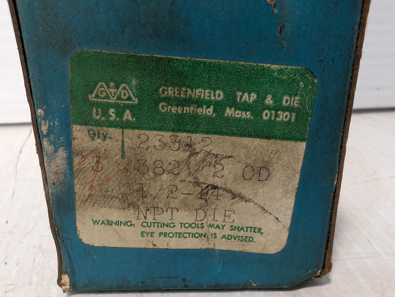 United-Greenfield 23312 NPT Die 1/2-14, TRW Inc. Pipe Threader -Made in USA